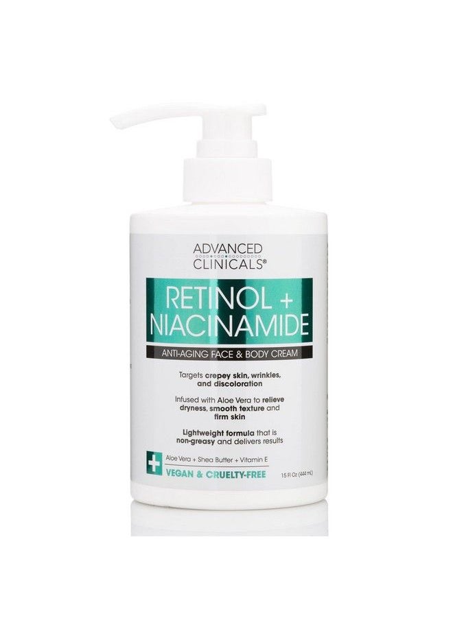 Advanced Clinicals - Retinol Body Lotion Firming Moisturizer & Crepey Skin Care Treatment Anti Aging Retinol Body Cream Targets Look Of Wrinkles Sagging Stretch Marks & Sun Damaged Dry Skin 15 Oz - Image 1