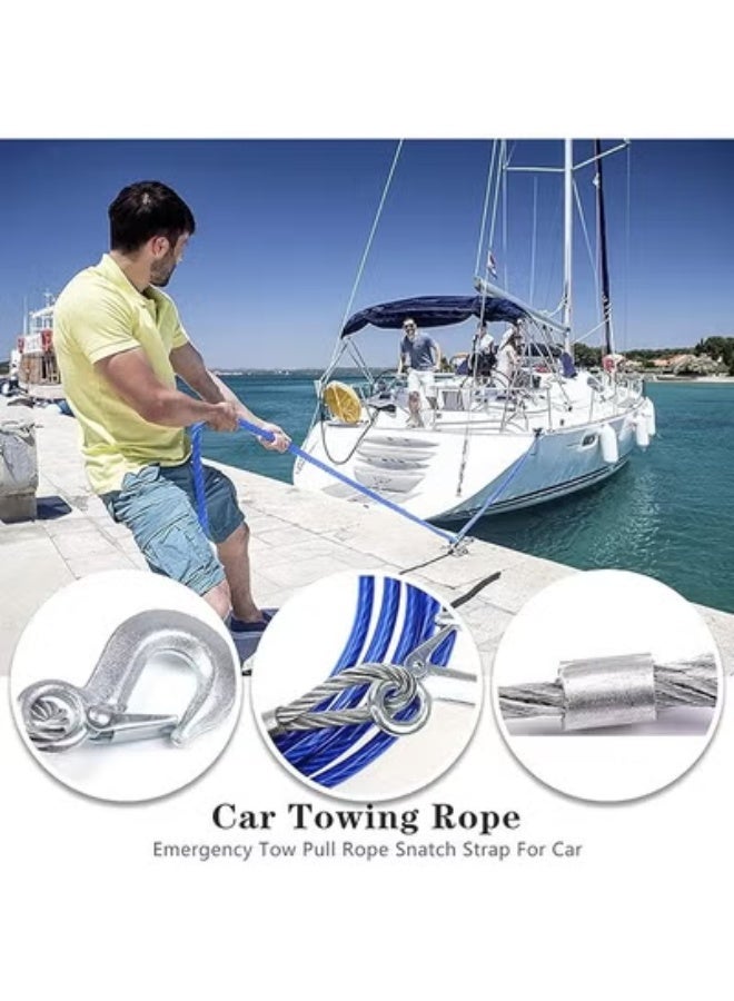 Heavy-Duty Tow Rope – 4m, 7 Ton Steel Cable with Hooks for Emergency Towing - Image 2