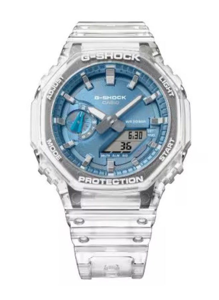 G-SHOCK Casio G-Shock GA-2100BM-7A2DR Men's Watch – Analog-Digital, Carbon Core Guard, White Bezel, Blue Dial, Translucent Band, Shock Resistant, 200M Water Resistant, Sport Casual Wristwatch  - Image 2