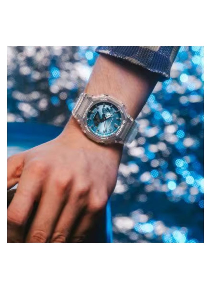 G-SHOCK Casio G-Shock GA-2100BM-7A2DR Men's Watch – Analog-Digital, Carbon Core Guard, White Bezel, Blue Dial, Translucent Band, Shock Resistant, 200M Water Resistant, Sport Casual Wristwatch  - Image 5