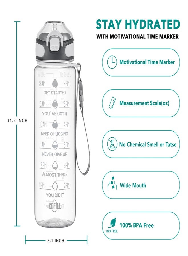 Enerbone زجاجة مياه إنيربوين سعة 32 أونصة مزودة بمؤشرات للشرب وماصة، زجاجات مياه تحفيزية للشرب مع حزام حمل، مانعة للتسرب وخالية من مادة BPA والمواد السامة، تضمن لك شرب كمية كافية من الماء أثناء ممارسة الرياضة في النادي الرياضي أو في الهواء الطلق - Image 2