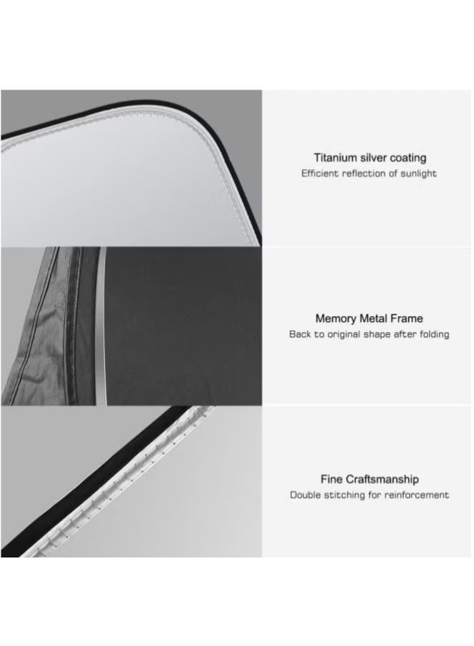 HAMTC Premium Foldable Car Windshield Sunshade with Pouch - Reflective Sun Heat Shield Blocks 99% UV Rays, Keeps Car Cooler, Universal Fit for Most Cars SUVs Trucks (145x80cm) - Image 4