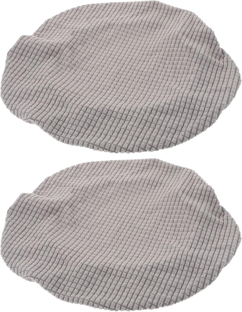 Stool Covers 2pcs Gray Plush Fleece Elastic Chair Seat Covers Home Decorative Furniture Slipcovers for Kitchen Bar Stools - Image 1