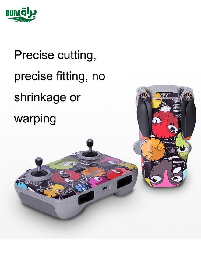 BURAQ Sunnylife MM2-TZ452 For DJI Mini 2 Waterproof PVC Drone Body + Arm + Remote Control Decorative Protective Stickers Set(Drawing Black)  - Image 4