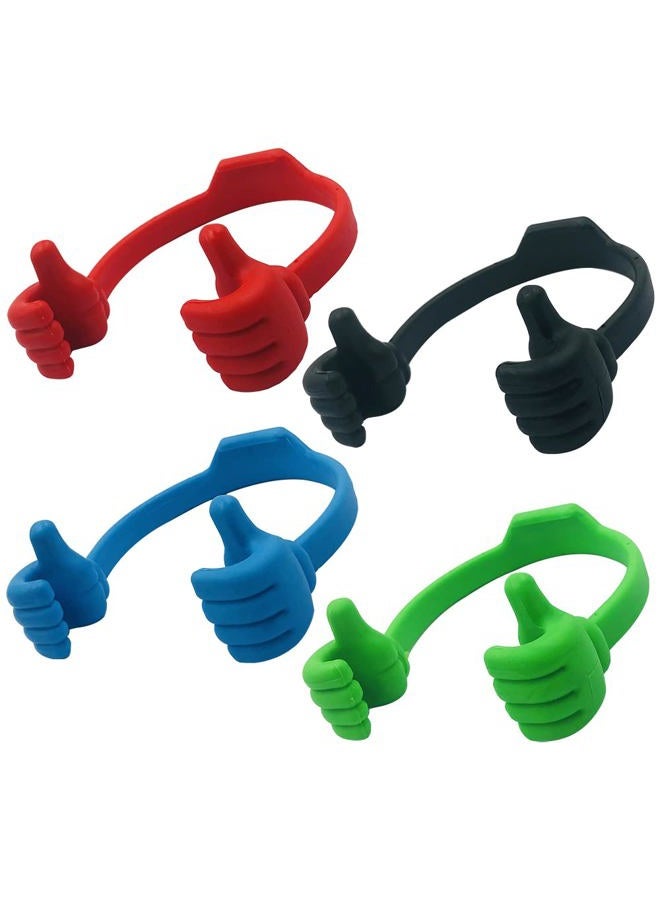 YuCool 4 Packs OK Cell Phone Stands, Adjustable Flexible Phone Holder-Black,Blue,Green,Red - Image 1
