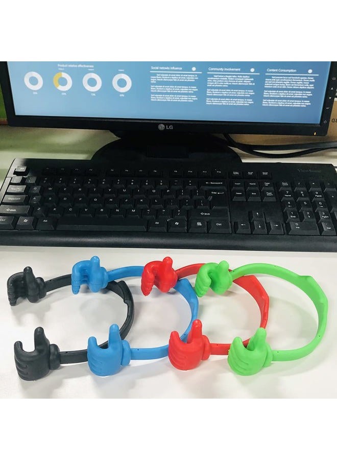YuCool 4 Packs OK Cell Phone Stands, Adjustable Flexible Phone Holder-Black,Blue,Green,Red - Image 3
