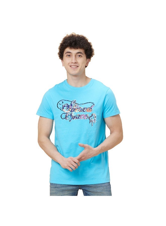 Being Human Mens Blue Atoll Round Neck Short Sleeve T-Shirt - Image 1