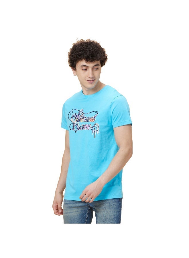 Being Human Mens Blue Atoll Round Neck Short Sleeve T-Shirt - Image 3