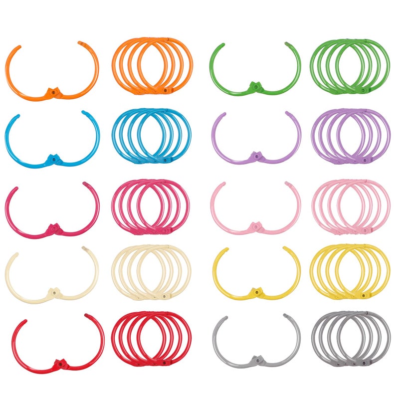 Antner 50PCS Metallic Binder Rings 1 Inch Colorful Loose Leaf Rings for Index Cards, Metal Steel Book Rings Keychain Key Rings Notebook Rings for School Office Home, 10 Colors - Image 2