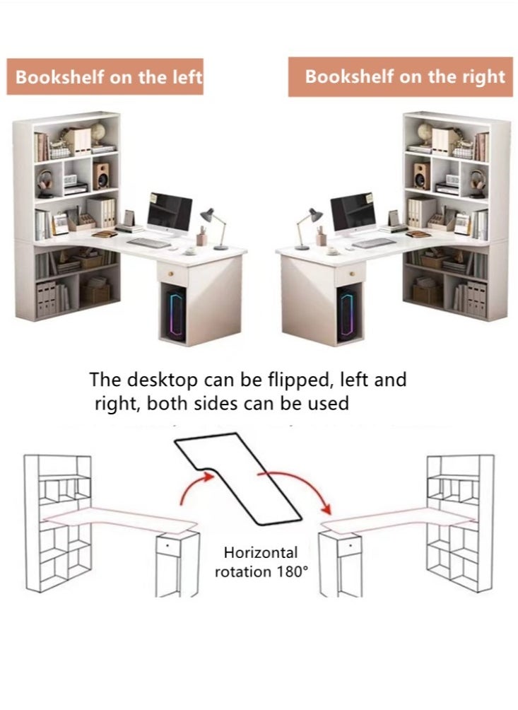 Kutis - 1-Piece Study Table Computer Desk with Bookcase Density Board White 100x60x160 Centimeter - Image 1