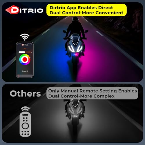 DITRIO 8PCS Motorcycle Led Lights with Brake Turn Signal,Underglow Light Kits with DITRIO APP/RF Remote Control, Dual Zone,Waterproof,12V Pixelglow Led RGB Lights for Motorcycles, Golf Carts, ATVs, UTVs - Image 4