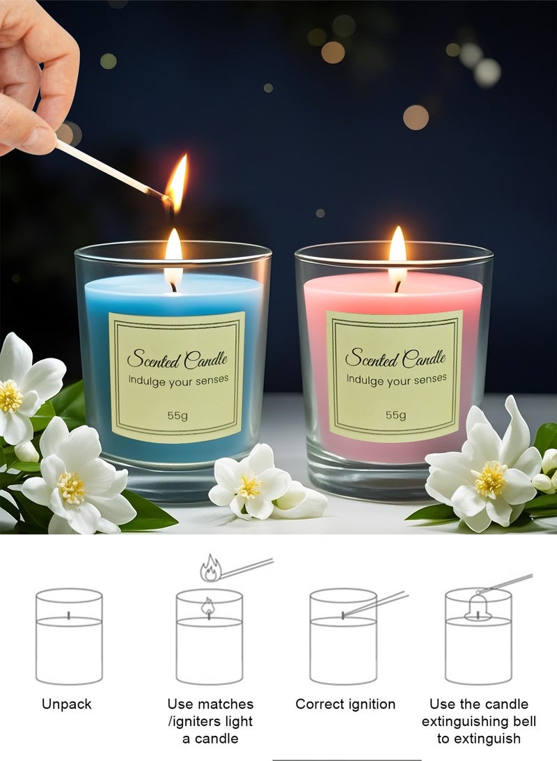 هومار كيت مجموعة هدايا من 3 شموع معطرة للنساء والرجال، شمعة العلاج بالروائح العطرية للمنزل، شموع الصويا الطبيعية هدايا لتخفيف التوتر والتأمل واليوغا والسبا المريح، شمعة عطرية (الخزامى والورد والياسمين) - Image 5