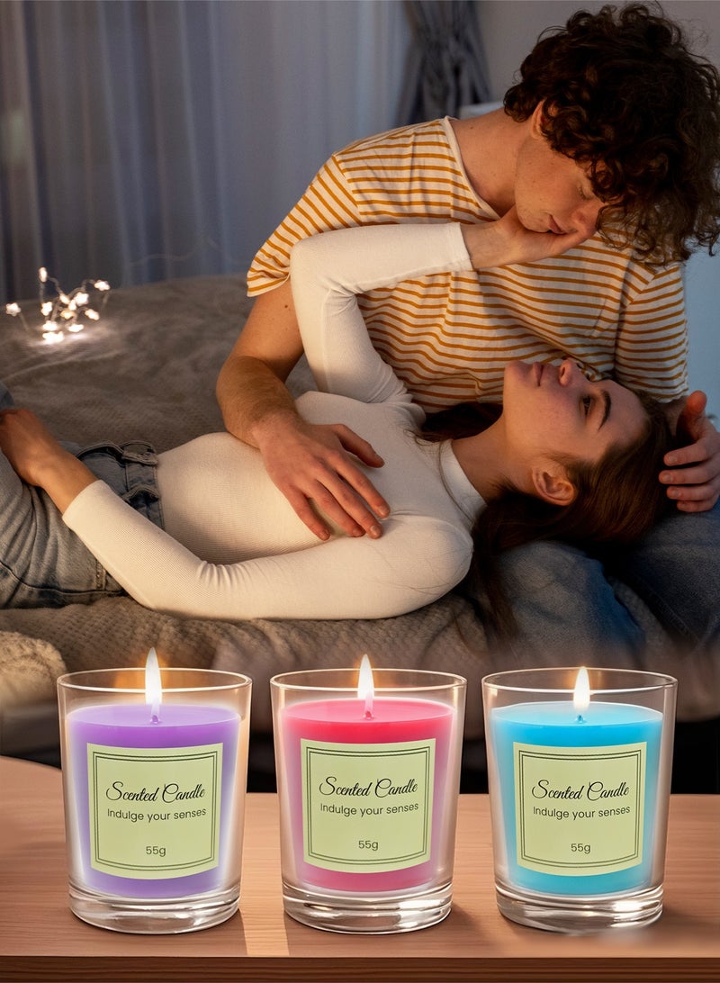 هومار كيت مجموعة هدايا من 3 شموع معطرة للنساء والرجال، شمعة العلاج بالروائح العطرية للمنزل، شموع الصويا الطبيعية هدايا لتخفيف التوتر والتأمل واليوغا والسبا المريح، شمعة عطرية (الخزامى والورد والياسمين) - Image 4