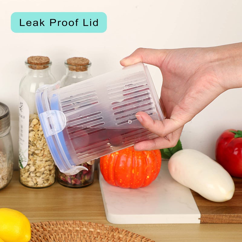JUXYES Plastic Pickle Jar with Strainer Flip, Transparent Pickle Storage Container with Strainer Insert, Pickle Jar Juice Separator Dry Wet Separation, Pickle And Olive Container with Lock - Image 4