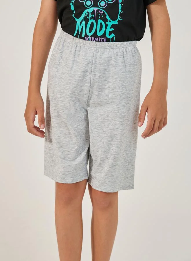 Styli Graphic Print Shirt and Plain Shorts Set