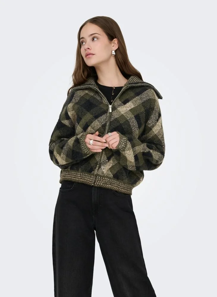 Only Onlmaroon  Zip Collar Cardigan