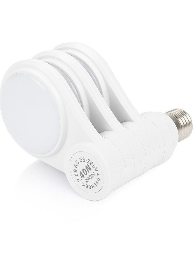 ليد مصباح LED قابل للطي على شكل طبق طائر 40 وات - قاعدة لولبية E27، 4000 لومن، 4 شفرات قابلة للطي قابلة للتعديل، سطوع عالي، موفر للطاقة، 85-265 فولت، عمر طويل 25000 ساعة - مناسب تمامًا لحامل مصباح E27 - Image 2