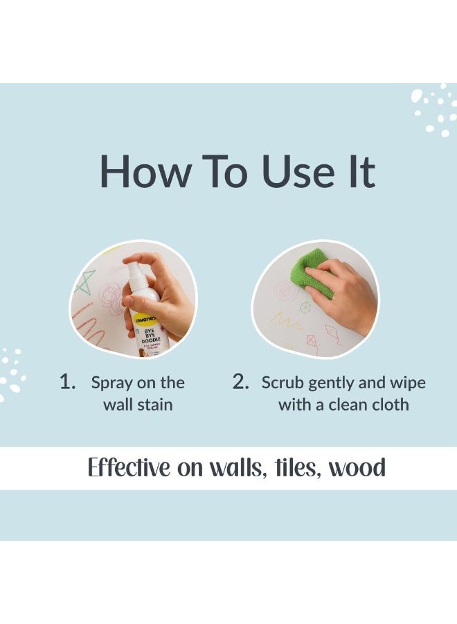 awenest Bye Bye Doodle Wall Scribble Remover - Pack of 2 | Instant Wall Cleaning Spray | Removes Crayon, Pencil, Sketch Pen, Marker, Watercolour & Acrylic Marks | Plant-Based, Toxin-Free Formula - Image 2