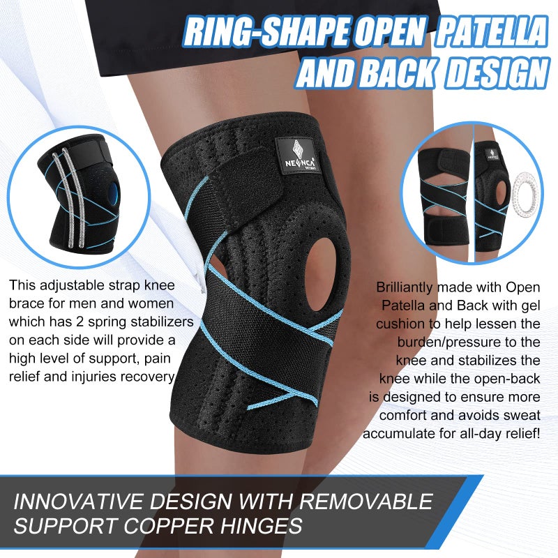 NEENCA Knee Brace for Knee Pain, Adjustable Knee Support with Patella Gel Pad & Side Spring Stabilizers, Knee Wrap for Arthritis, Meniscus Tear, ACL, Knee Pain Relief, Runner, Sport - FSA/HSA Approved - Image 3