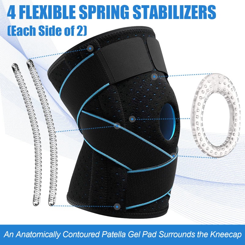 NEENCA Knee Brace for Knee Pain, Adjustable Knee Support with Patella Gel Pad & Side Spring Stabilizers, Knee Wrap for Arthritis, Meniscus Tear, ACL, Knee Pain Relief, Runner, Sport - FSA/HSA Approved - Image 4