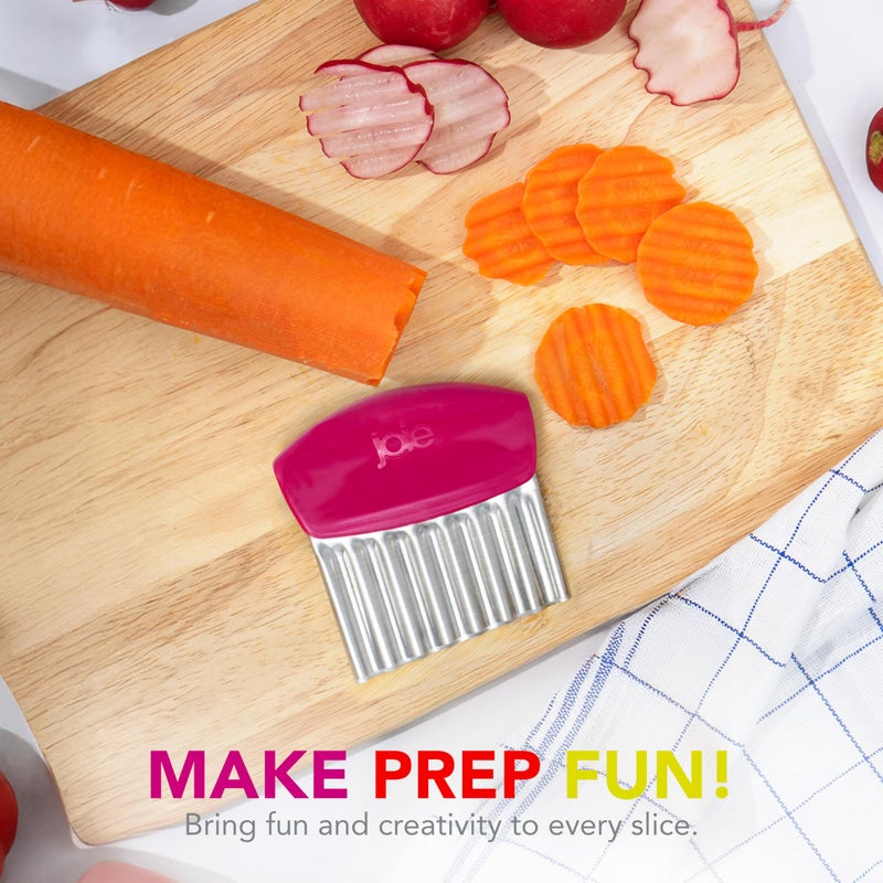Joie Crinkle Cutter Knife, Wavy Slicer for Potatoes, Vegetables and Fruits, Great for Kids First Cutting Tool, Fun Kitchen Gadget, Stainless Steel, BPA-Free, Colors May Vary - Image 5