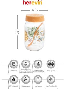HEREVIN 12LI 370 cc Botanical Glass Spice Jar Set-Spice Jar Set-Storage Container-Peach  - Image 4