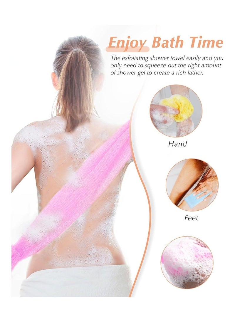 Exfoliating Washcloth, 35 Inch 3 Colors Nylon Bath Exfoliating Towel for Shower, Colorful Japanese Washcloth, Exfoliating Body Scrubber  - Image 4