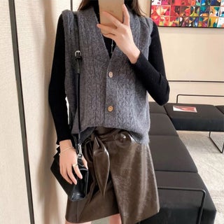100% wool sleeveless sweater cardigan womens spring and autumn loose all-match knitted vest outer V-neck wool vest Gray - pzsku/Z0F14544326C000096292Z/45/1750434543/8d741c75-7cff-468c-9b47-465cb61f183d