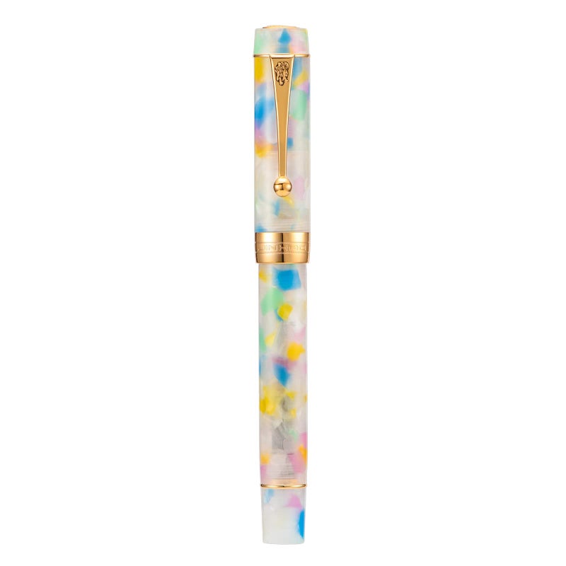 Lanxivi Jinhao 100 Classic Fountain Pen Rainbow Marble Celluloid, Medium Nib with Converter and Pen Case Set - Image 2