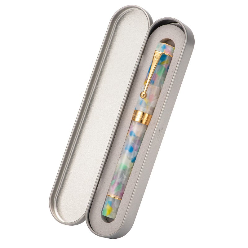 Lanxivi Jinhao 100 Classic Fountain Pen Rainbow Marble Celluloid, Medium Nib with Converter and Pen Case Set - Image 4