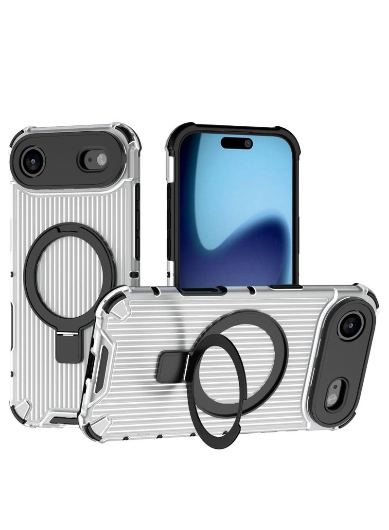 general Corrugated Case For iPhone 17 Air Magnetic Shockproof Phone Metal Bracket Holder Protective Cover - Image 1