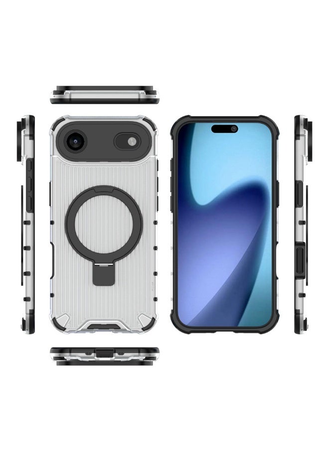 general Corrugated Case For iPhone 17 Air Magnetic Shockproof Phone Metal Bracket Holder Protective Cover - Image 2