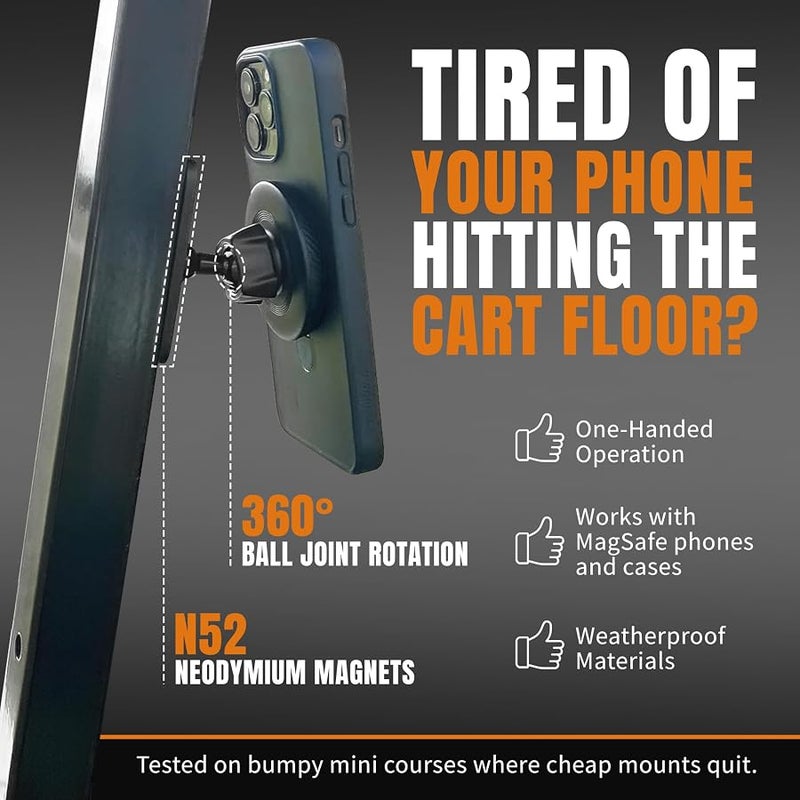 DESERT FOX GOLF Magnetic Phone Mount - Ultra Strong Magnetic Golf Cart Phone Holder - 360° Rotation - Secure No-Slip Grip - Instant GPS, Music, and Scoring App Access - Image 2