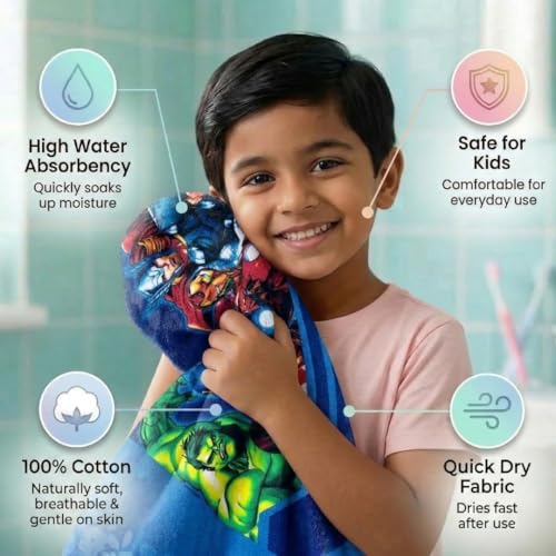 Athom Trendz Athom Living Marvel Blue 350 GSM 100% Cotton Kids Bath Towel 60x120 cm - Image 5