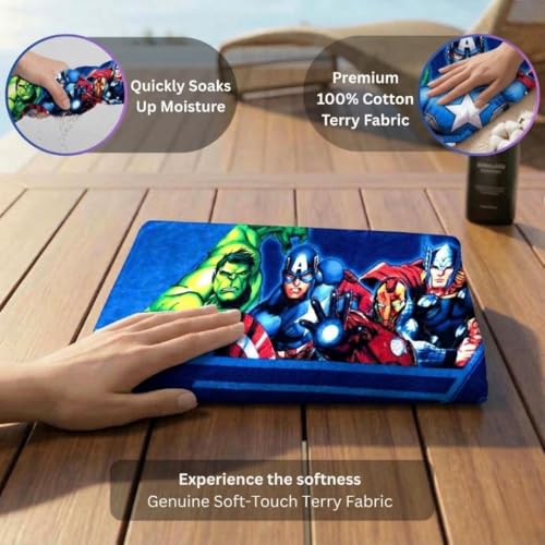 Athom Trendz Athom Living Marvel Blue 350 GSM 100% Cotton Kids Bath Towel 60x120 cm - Image 4