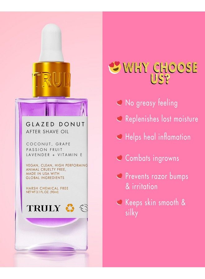 Truly زيت الحلاقة Glazed Donut لعلاج نتوءات الحلاقة للنساء، زيت ما بعد الحلاقة للنساء وعلاج الشعر الناشئ تحت الجلد في منطقة البكيني، 3.1 أونصة بعد الحلاقة للنساء وعلاج نتوءات الحلاقة - Image 4