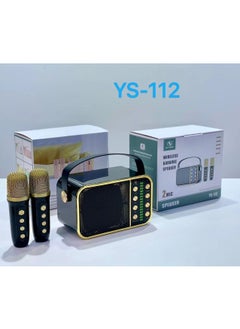 BESTIS YS-112 Dual Wireless VHF Mic Strap Colorful light 10W USB/TF Portable Karaoke Machine Black  - Image 1