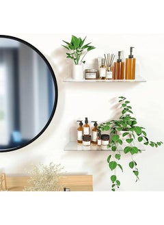 Hihonor 2 PCS Clear Acrylic Wall Shelves,Small Floating Shelves Adhesive Shelf,Installed in Bathroom,Room,Kitchen,Shower Room,Used to Display,Organize and Store Perfume,Cosmetics,Easily Expand Wall Space  - Image 3