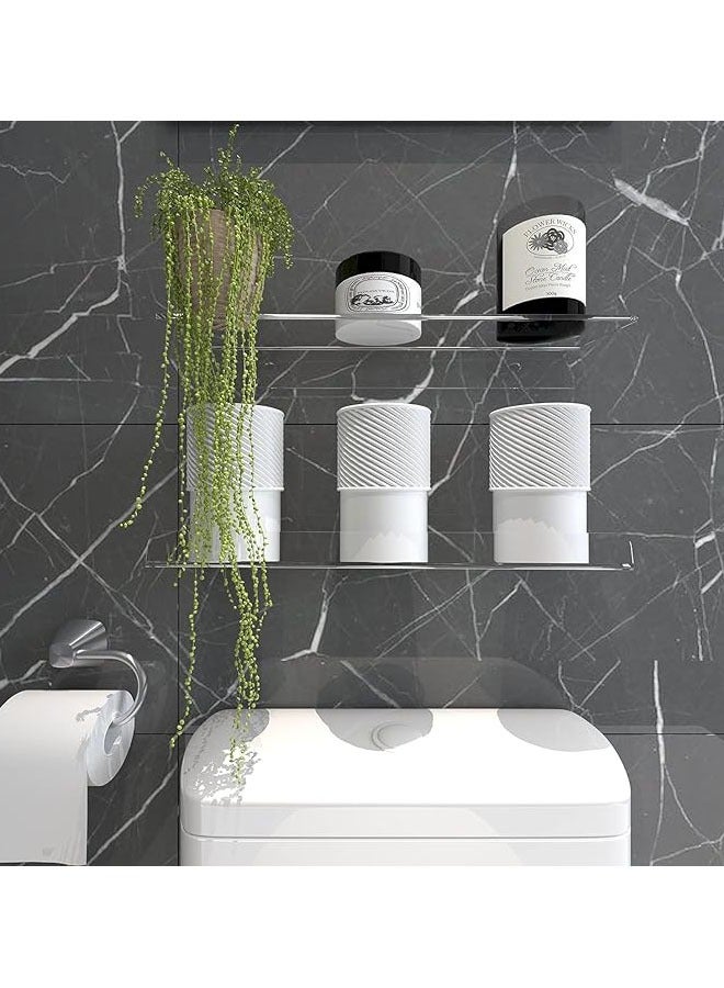 2 PCS Clear Acrylic Wall Shelves,Small Floating Shelves Adhesive Shelf,Installed in Bathroom,Room,Kitchen,Shower Room,Used to Display,Organize and Store Perfume,Cosmetics,Easily Expand Wall Space
