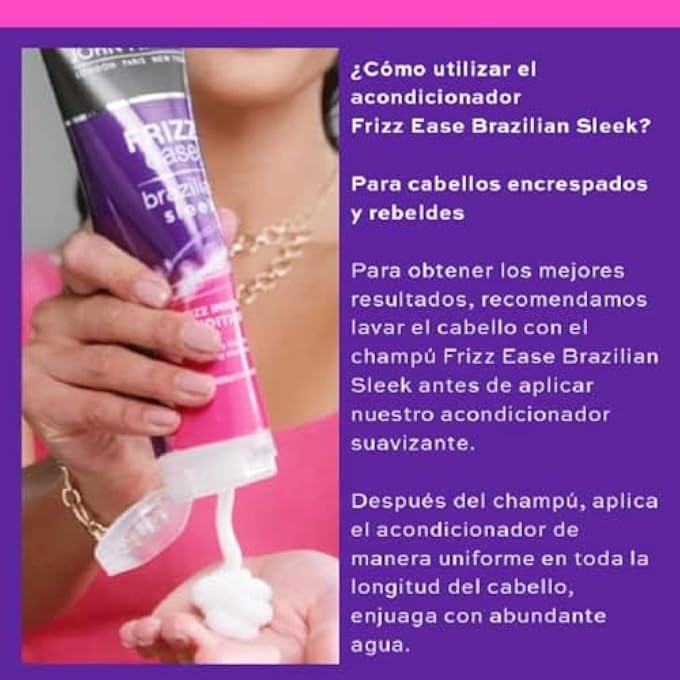 John Frieda FRIZZ EASE BRAZILIAN SLEEK FRIZZ IMMUNITY CONDITIONER 250ML, CONDITIONER FOR DRY, FRIZZY, CURLY HAIR - Image 3