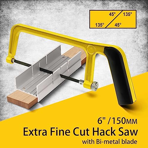 Hanpex 6 in. Mini Hacksaw & mitre Block Set - 150mm Extra Fine Cut Hack Saw with Bi-Metal Blade - Image 2