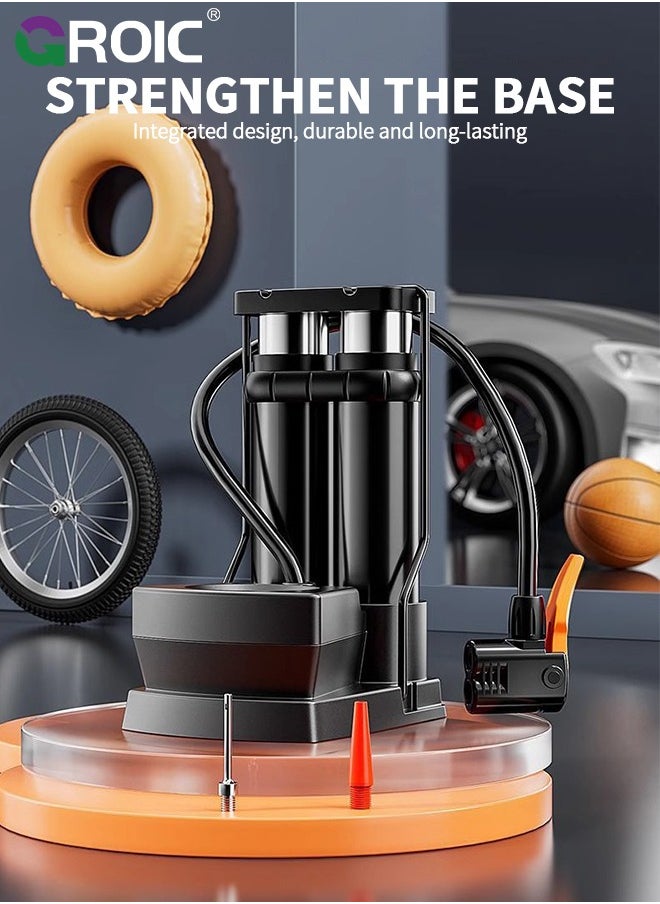GROIC Bike Pump, Mini Bike Floor Pump, Portable Composite Foot Bike Pump with Gauge and 160 PSI Pressure , Mini Bicycle Tire Pump Compatible with Presta and Schrader Valve, Ergonomic Pedal Bike Tire Pump  - Image 5