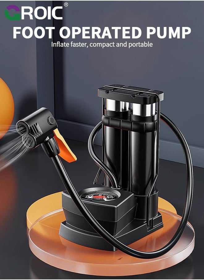 GROIC Bike Pump, Mini Bike Floor Pump, Portable Composite Foot Bike Pump with Gauge and 160 PSI Pressure , Mini Bicycle Tire Pump Compatible with Presta and Schrader Valve, Ergonomic Pedal Bike Tire Pump  - Image 2