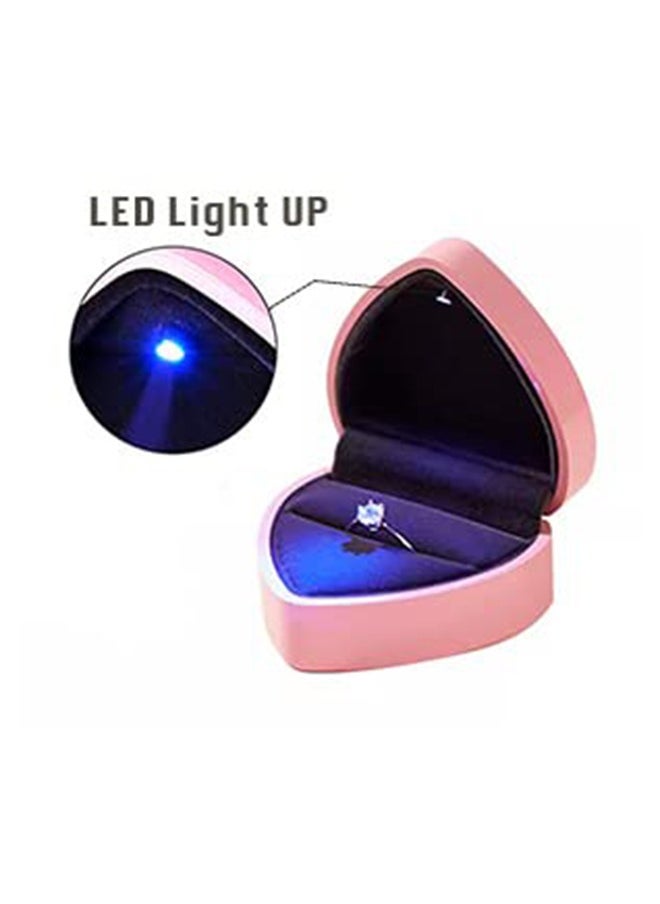 Generic Heart Shaped Ring Gift Box with LED Light, Velvet Earrings Jewelry Case with Light, Jewellry Display Box for Wedding, Engagement, Proposal, Birthday and Anniversary (Pink)  - Image 2