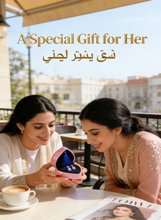 صناديق هدايا خاتم على شكل قلب مع مصابيح LED ، صناديق الأقراط المخملية مع مصابيح ، صناديق عرض المجوهرات (الوردي) لحفلات الزفاف ، الخطوبة ، اقتراحات الزواج ، أعياد الميلاد والذكرى السنوية - Image 2