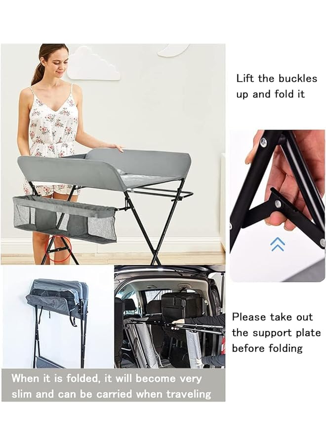 Favarey Baby Changing Table With Wheels Foldable Diaper Changing Station Waterproof Changing Table With Nursery Organizer And Storage For Newborn And Infant - Image 5