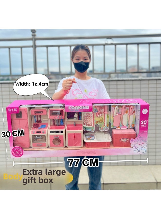 Children And Girls Toys Simulation Kitchen Play House Toys Suit Educational Toys Training Institutions Renewal Gifts-Specifications:992-7 Kitchen Deluxe Suit Oversized Gift Box 77CM - Image 1