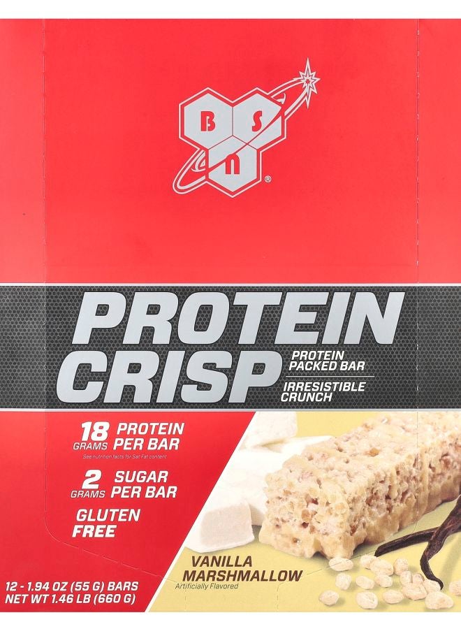 BSN Protein Crisp Vanilla Marshmallow 12 Bars 1.94 oz (55 g) Each