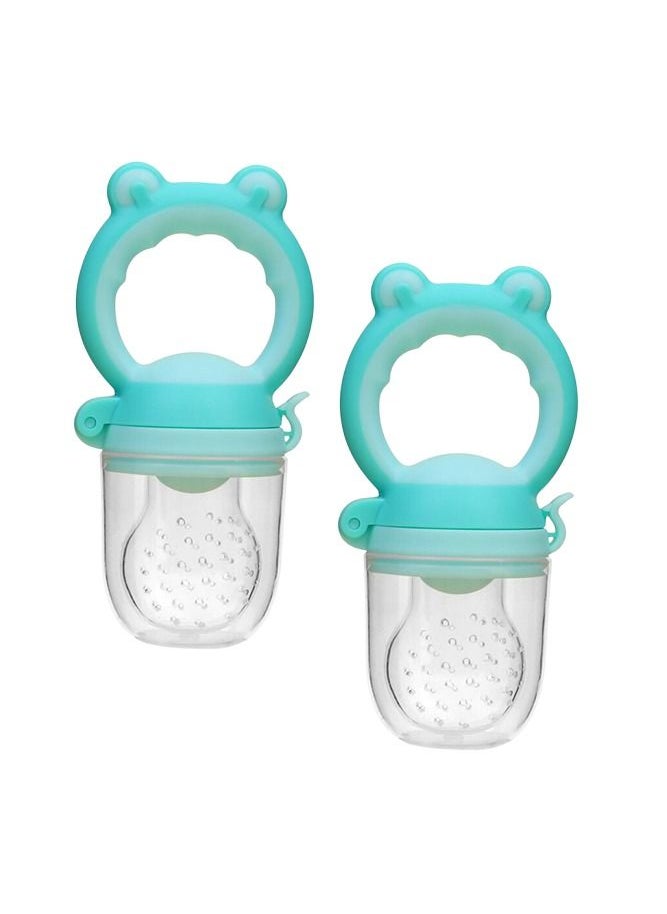 Generic - 2-Piece Baby Food Feeders, Soft Chewable Silicone Teething Pacifiers with High-quality and Non-toxic Material, Lightweight Design Fruit Teethers for Toddler Infant, Light Blue - Image 1