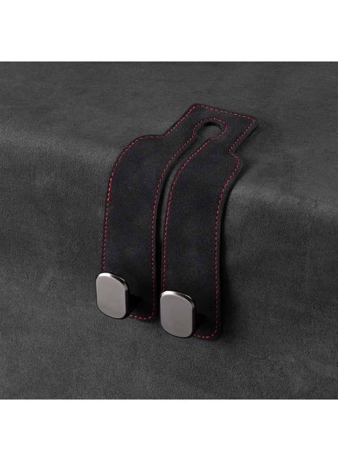 خطّافان لمساند مقاعد السيارة من الجلد الفاخر، خطافات متعددة الاستخدامات تناسب جميع أنواع السيارات (أسود) - Image 1